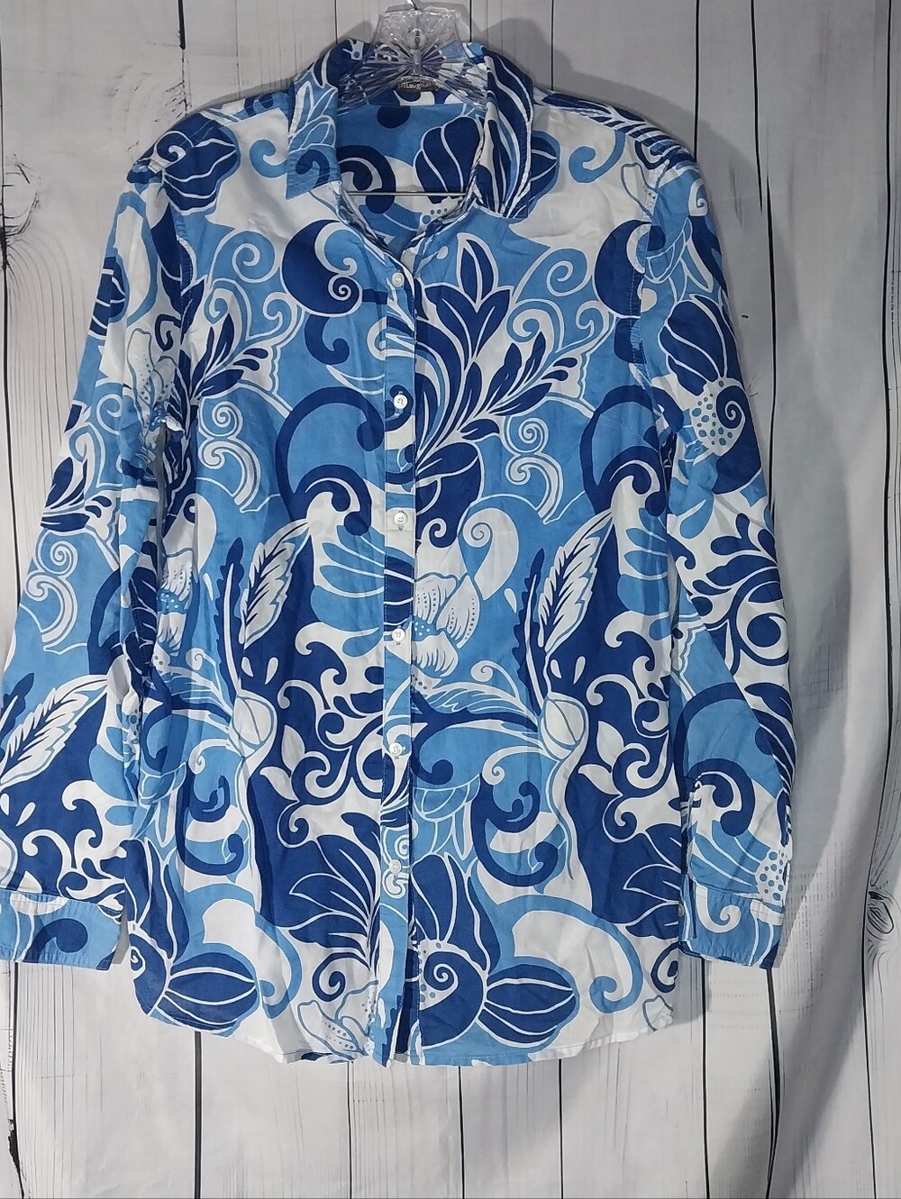 J. McLaughlin Lois Blue & White Pandora Floral Button-Down Vacation Shirt